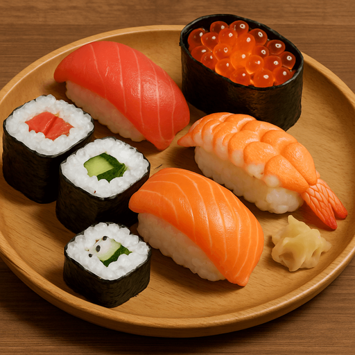 Tabakta Sushi - Gerçekçi - Yazısız.
In-Game asset.  2d.  High contrast.  No shadows