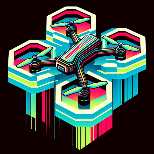 retro flying drone  in neon colors..
Single Game Texture. In-Game asset. 2d. Blank background. High contrast. No shadows.