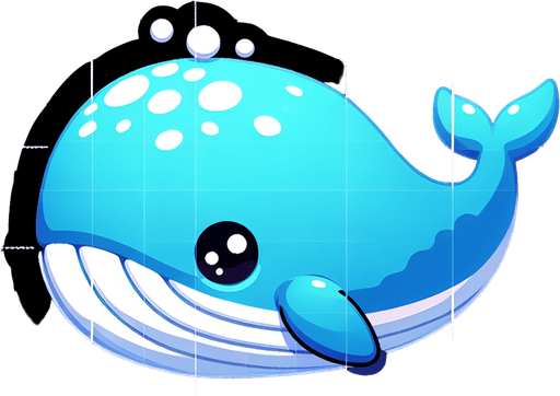 Very adorable whale.
Single Game Texture.  In-Game asset.  2d.  Blank background.  High contrast.  No shadows