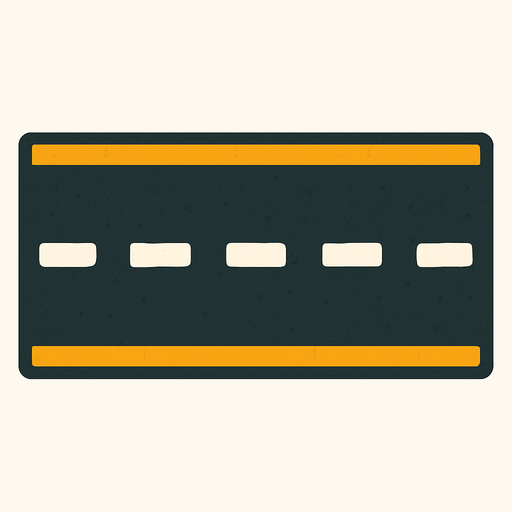 has a horizontal road.
In-Game asset.  2d.  High contrast.  No shadows