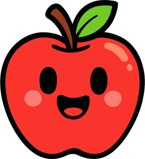 apple cartoon.
In-Game asset.  2d.  High contrast.  No shadows