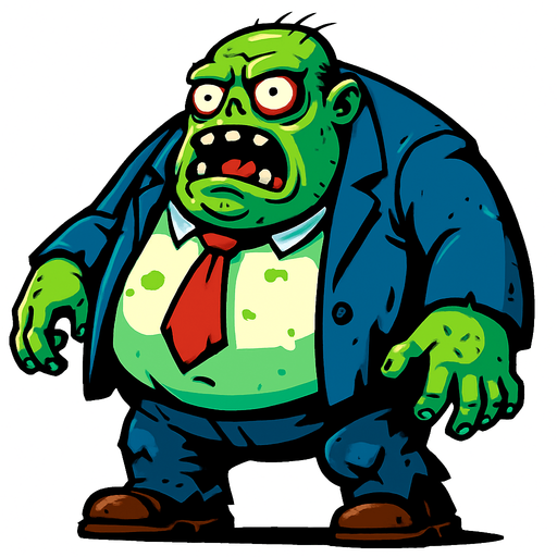 boss zombie şişko.
In-Game asset.  2d.  High contrast.  No shadows