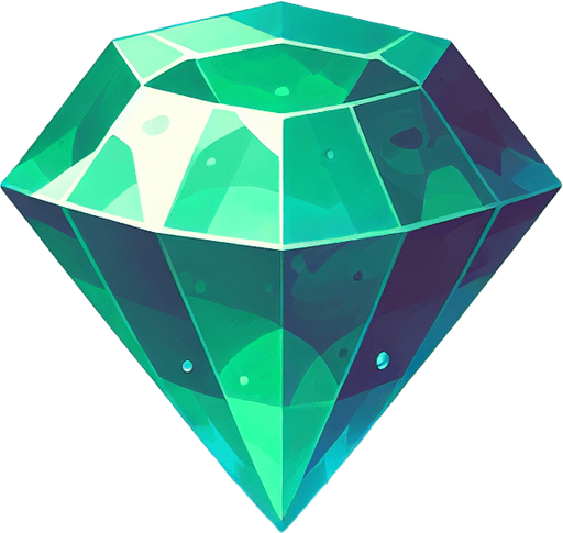 2d emerald phtoto.
Single Game Texture. In-Game asset. 2d. Blank background. High contrast. No shadows.