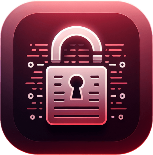 Create a square app store icon with rounded corners, specifically designed for a 'Locked' application. Center the icon with a sleek and minimalist padlock symbol to clearly represent security and protection. Overlay the padlock on a subtle file or document graphic to signify locked or encrypted files. Incorporate faint lines of code or binary digits within the file graphic to add a modern, tech-savvy touch. Use a background gradient transitioning from deep crimson to dark burgundy, creating a sense of urgency and protection. Add a soft red glow around the icon's edges to emphasize security and advanced technology, ensuring the overall design remains clean, professional, and visually striking.
Single Game Texture. In-Game asset. 2d. Blank background. High contrast. No shadows.