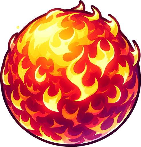 chibi fire ball.
Single Game Texture.  In-Game asset.  2d.  Blank background.  High contrast.  No shadows
