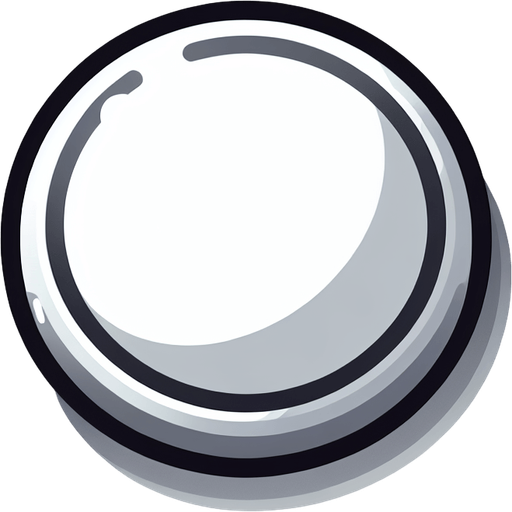 White circular button with simple single super wide gray indented circle at the outside of the button.
Single Game Texture. In-Game asset. 2d. Blank background. High contrast. No shadows.