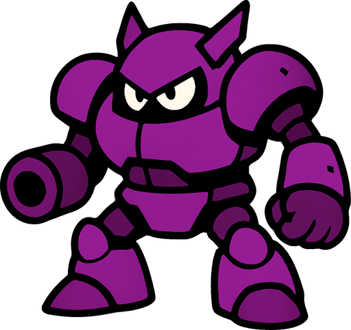 purple robot enemy.
In-Game asset.  2d.  High contrast.  No shadows