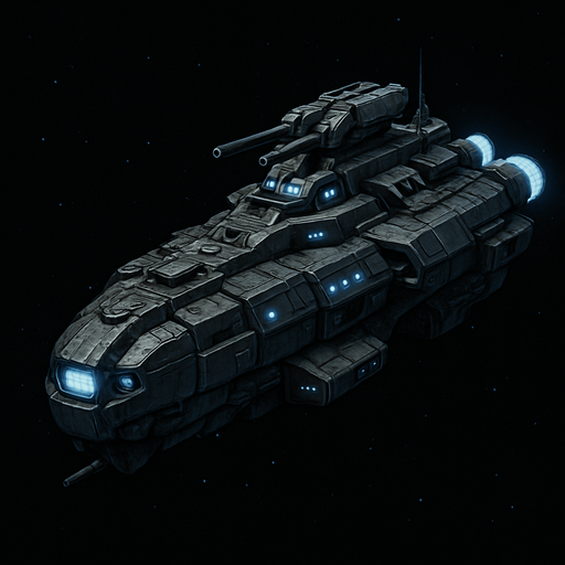 uzay savaş gemisi - gerçekçi - yazısız.
In-Game asset.  High contrast.  No shadows