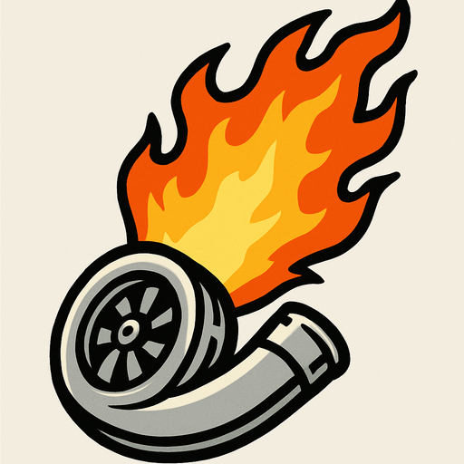 un propulsor turbo de carreras que expulse fuego con perspectiva hacia arriba
In-Game asset.  2d.  High contrast.  No shadows