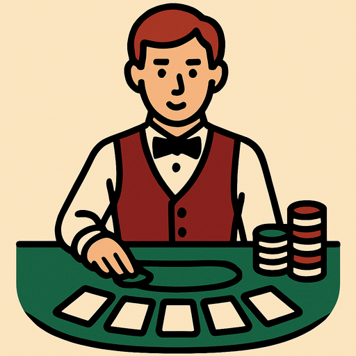 a croupier.
In-Game asset.  2d.  High contrast.  No shadows