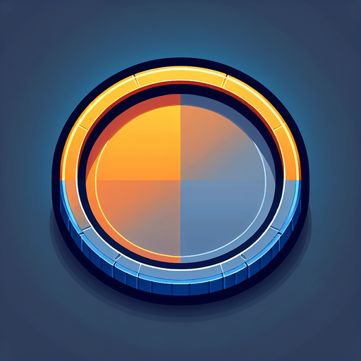 2D coin.
Single Game Texture.  In-Game asset.  2d.  Blank background.  High contrast.  No shadows