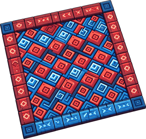 tile red and blu.
Single Game Texture.  In-Game asset.  2d.  Blank background.  High contrast.  No shadows