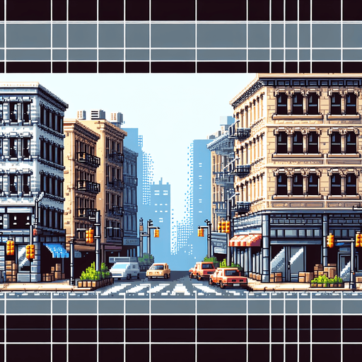 Cartoon. 8-bit. Close view of a stree block from the side. For a sidescroller game to be used as backgrouns. Single Game Texture. In-Game asset. 2d. Blank background. High contrast. No shadows.