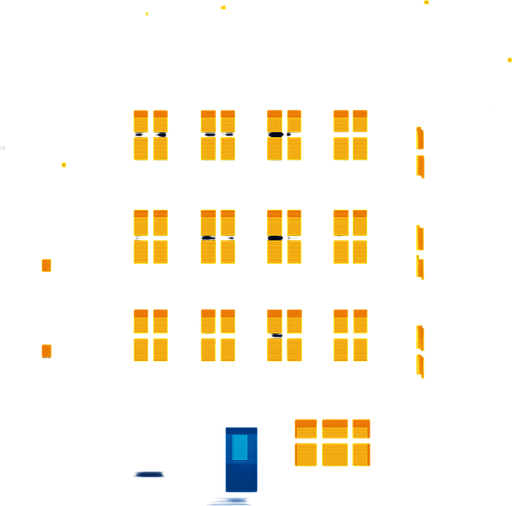 un edificio pixel art por la noche.
In-Game asset.  2d.  High contrast.  No shadows