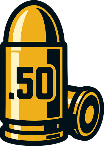 draw a pistol bullet 50 calibre.
In-Game asset.  2d.  High contrast.  No shadows