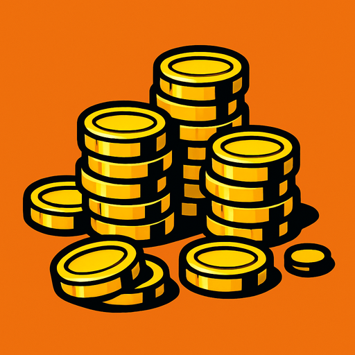 Gold coins.
In-Game asset.  2d.  High contrast.  No shadows