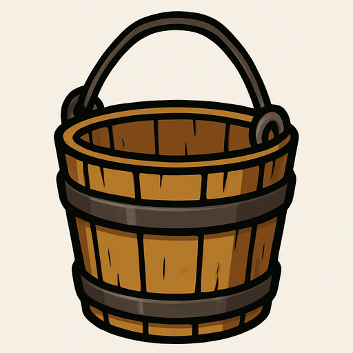 bucket.
In-Game asset.  2d.  High contrast.  No shadows