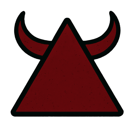 un triangolo rojo oscuro con cuernos.
In-Game asset.  2d.  High contrast.  No shadows