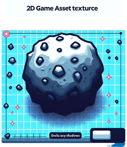 астероид.
Single Game Texture. In-Game asset. 2d. Blank background. High contrast. No shadows.