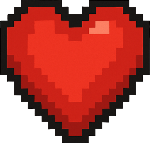 Pixel art Heart.
In-Game asset.  High contrast.  No shadows