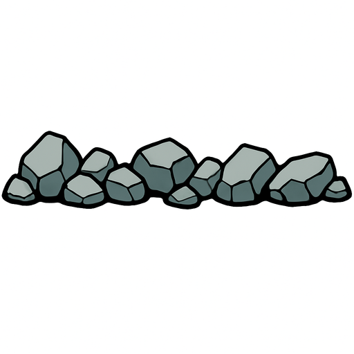 rock line.
In-Game asset.  2d.  High contrast.  No shadows. long. cartoon