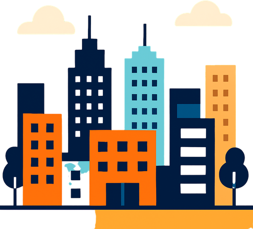 Make the city background.
In-Game asset.  2d.  High contrast.  No shadows