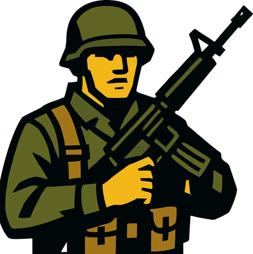 soldier.
In-Game asset.  2d.  High contrast.  No shadows