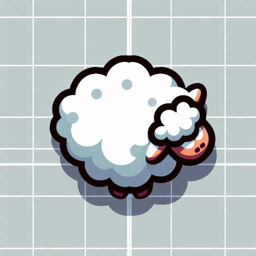 sheep, top view, cartoon style.
Single Game Texture. In-Game asset. 2d. Blank background. High contrast. No shadows.