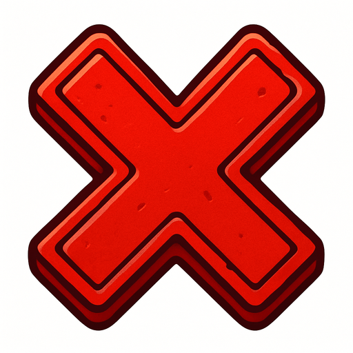 kırmızı x.
In-Game asset.  2d.  High contrast.  No shadows