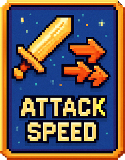 Карточка с изоброжение скорости атака пиксельная карточка улучшения пиксельная космическая.
In-Game asset.  2d.  High contrast.  No shadows