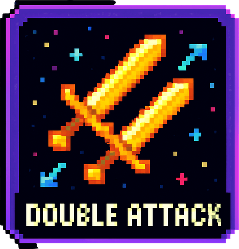 Карточка улучшения раздватвает атаку пиксельная в стиле космоса.
In-Game asset.  2d.  High contrast.  No shadows