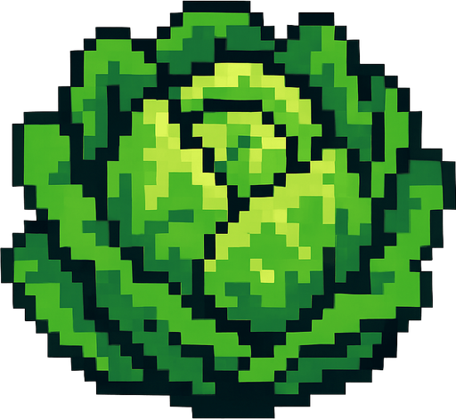lechuga de pixeles.
In-Game asset.  2d.  High contrast.  No shadows