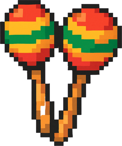 maracas instrument pixelart vertical 2d.
In-Game asset.  2d.  High contrast.  No shadows