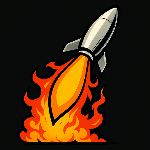rocket tail flame with fire.
In-Game asset.  2d.  High contrast.  No shadows