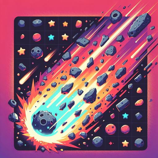 Asteroid, falling Single Game Texture. In-Game asset. 2d. Blank background. High contrast. No shadows.