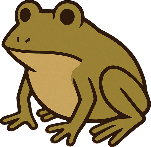 Frog in professor Layton game style.
In-Game asset.  2d.  High contrast.  No shadows