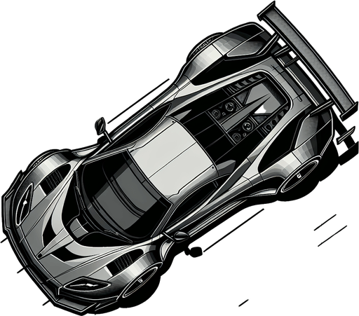 generatr a image of a car with style like lambougini. we need to see the car from the top Single Game Texture. In-Game asset. 2d. Blank background. High contrast. No shadows.