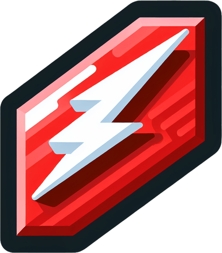 PowerUpSpeed ⚡	Red speed trail tile	Speeds up for bonus.
Single Game Texture.  In-Game asset.  2d.  Blank background.  High contrast.  No shadows