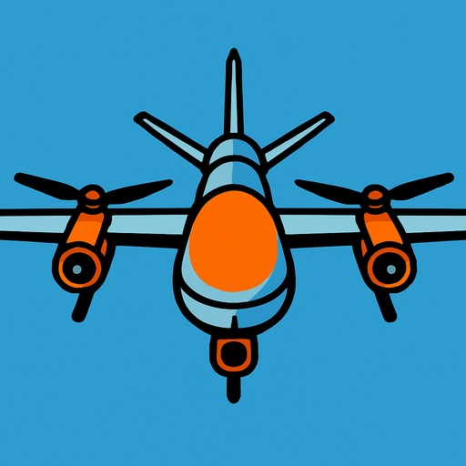 Overwiev of unmanned aircraft coming to us.
2d.  High contrast.  No shadows