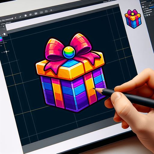 gift wrapped box, vivid colours. with bow on top Single Game Texture. In-Game asset. 2d. Blank background. High contrast. No shadows. Single Game Texture. In-Game asset. 2d. Blank background. High contrast. No shadows.