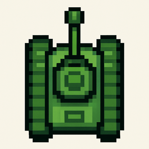 green tank pixel art top down.
In-Game asset.  2d.  High contrast.  No shadows