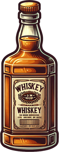 western bottle of whiskey..
Single Game Texture. In-Game asset. 2d. Blank background. High contrast. No shadows.
