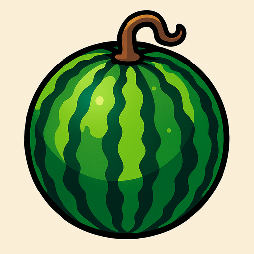 uncut watermelon.
In-Game asset.  2d.  High contrast.  No shadows