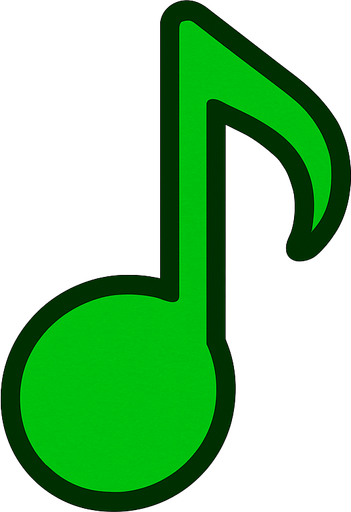 2D yesil renkte golgesiz re notasini yap.
In-Game asset.  2d.  High contrast.  No shadows