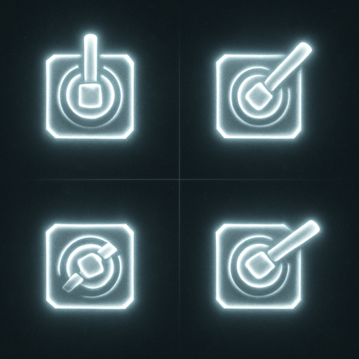2x2 Sprite Sheet of a turret made of white glow.
single barrel
Seen from above.