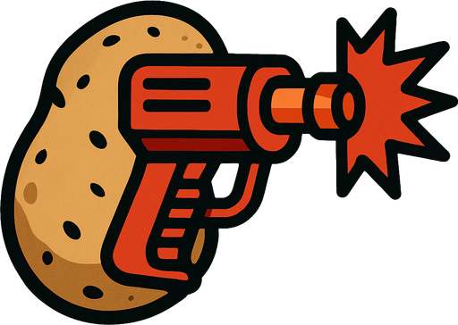 potato laser gun.
In-Game asset.  2d.  High contrast.  No shadows