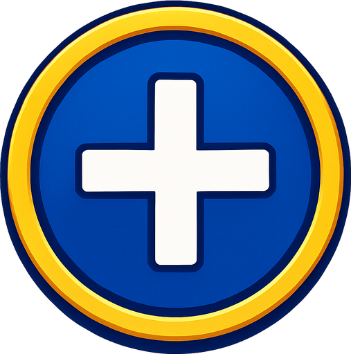 Un boton azul fuerte tipo Casino que diga "+".
In-Game asset.  2d.  High contrast.  No shadows