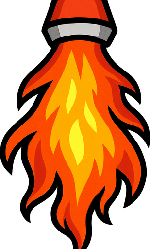 rocket tail flame with fire.
In-Game asset.  2d.  High contrast.  No shadows