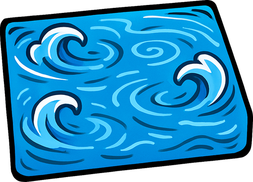Agua en forma de rectángulo.
In-Game asset.  2d.  High contrast.  No shadows