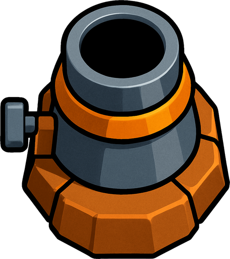 Mortar from Clash Royale without base, just the Mortar.
In-Game asset.  2d.  High contrast.  No shadows. Topdown